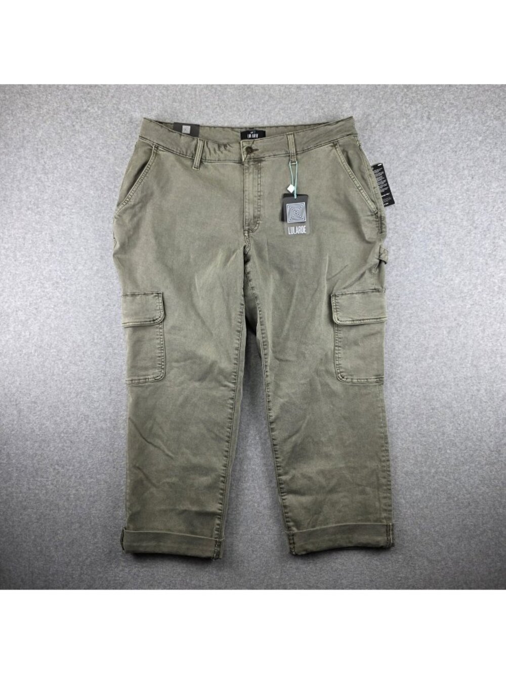 LuLaRoe Cargo Pants Womens 32 Green Utility Relaxed Stretch Twill NWT